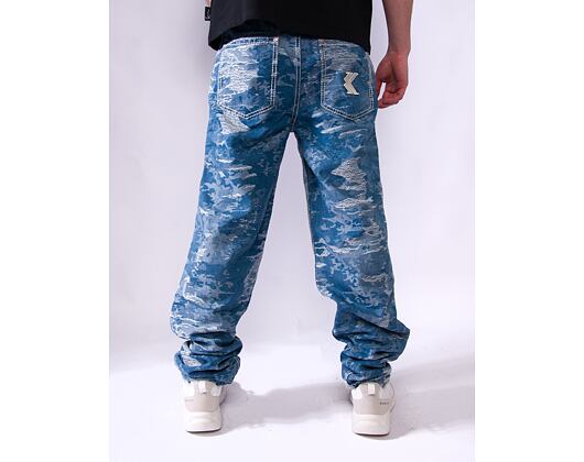 Hose Karl Kani - Og K Distress Camo Five Pocket Denim - medium blue