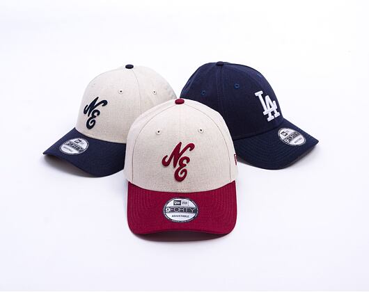 Kappe New Era - Branded Linen 9FORTY - Stone / Cherry