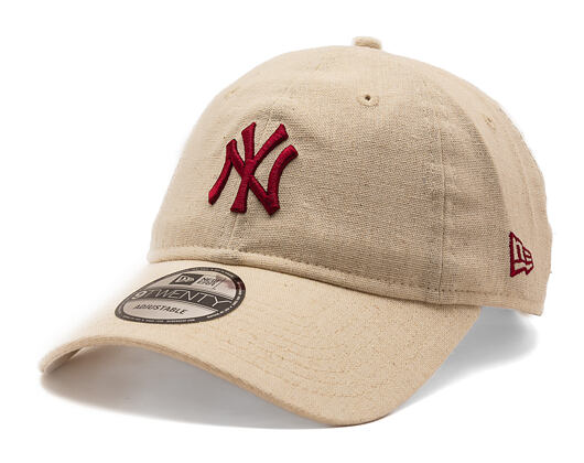Kappe New Era - MLB Linen 9TWENTY - NY Yankees - Stone / Cherry