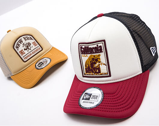 Kappe New Era - Branded Graphic Patch 9FORTY Trucker - White / Cherry