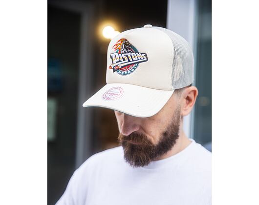 Kappe Mitchell & Ness - Detroit Pistons - Evergreen Trucker Hwc - Off White