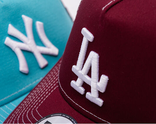 Kappe New Era - MLB Contrast Stitch WS Retro 9FORTY Trucker - LA Dodgers - Burgundy
