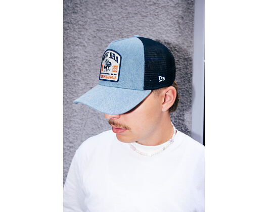 Kappe New Era - Western Rodeo Denim Patch 9FORTY Trucker - Himmelblau / Marine