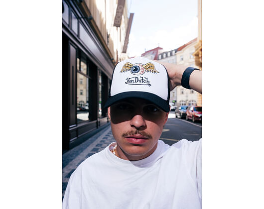 Kappi Von Dutch - Trucker - Eye Out Logo - Weiß/Schwarz