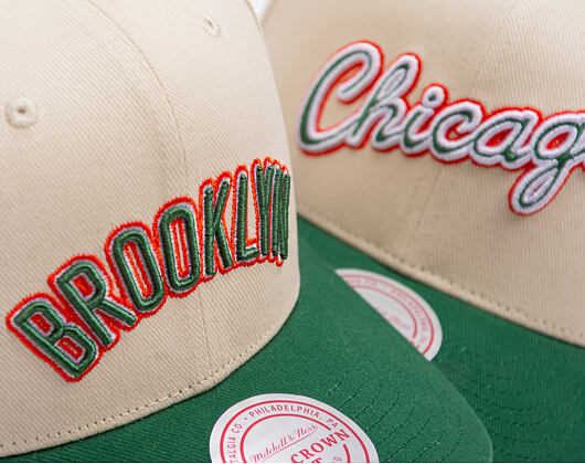 Kappe Mitchell & Ness - Green Orange Pro Crown - Brooklyn Nets - Sand/Green