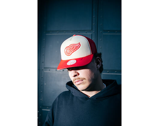 Kappe Mitchell & Ness - NHL Vintage Block Trucker - Detroit Red Wings - Cream
