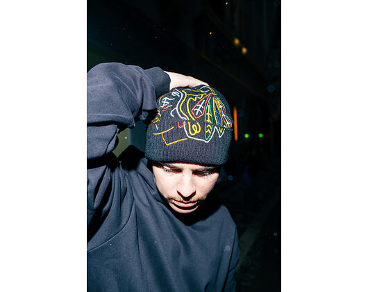 Mütze Mitchell & Ness - NHL Line Light Knit - Chicago Blackhawks - Black