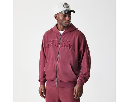 Pullover New Era - Branded Washed Full-Zip Hoody - Burgundy