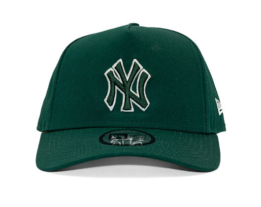 Kappe New Era - MLB Team Outline 9FORTY A-Frame - NY Yankees - Dark Green / Stone