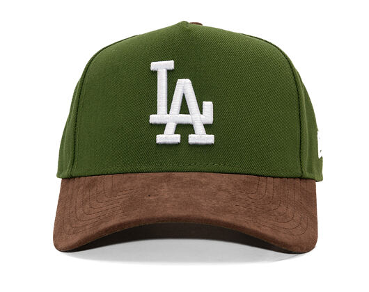 Kappe New Era - MLB Suede Visor 9FORTY A-Frame - LA Dodgers - Rifle Green / Brown