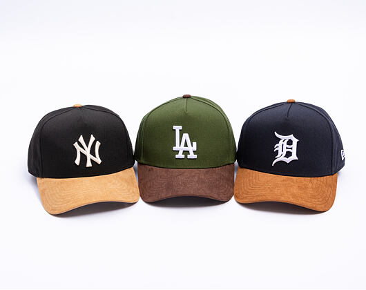 Kappe New Era - MLB Suede Visor 9FORTY A-Frame - LA Dodgers - Rifle Green / Brown