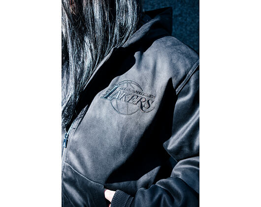 Jacke New Era - NBA Suede Hooded Jacket - LA LAkers - Black