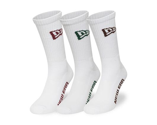 Socken New Era - Flag Crew Socks 3pk - White