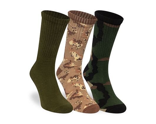 Socken New Era - Camo Crew Socks 3pk - Olive