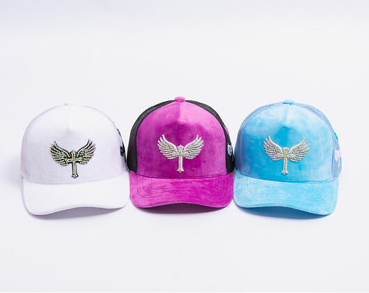 Kappe Reflection Luxus Samt Strasssteine Baby Blau