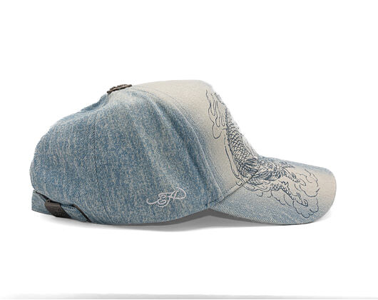 Kappe Ed Hardy - Crawling Dragon Wash Denim 5 Panel Cap - Bleach
