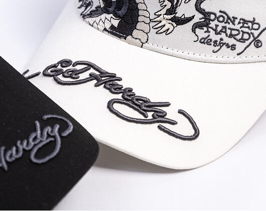 Kappe Ed Hardy - Mono Giant Dragon Twill Front Mesh Trucker - Black/Black