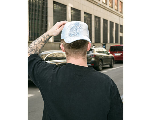 Kappe Ed Hardy - Crawling Dragon Wash Denim 5 Panel Cap - Bleach