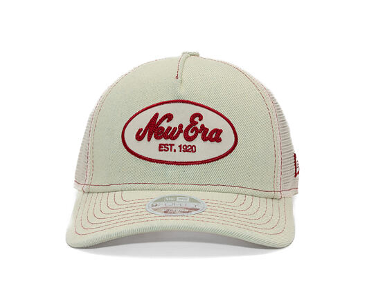 Damen Kappe New Era - Branded Denim Oval Logo 9FORTY M-CROWN A-Frame Trucker - Cream