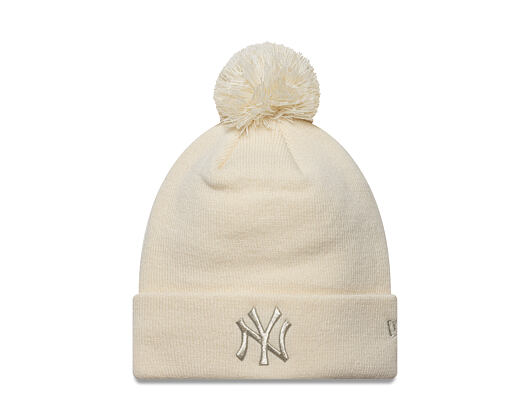 Damen Mütze New Era - MLB Metallic Pom Beanie - NY Yankees - Cream