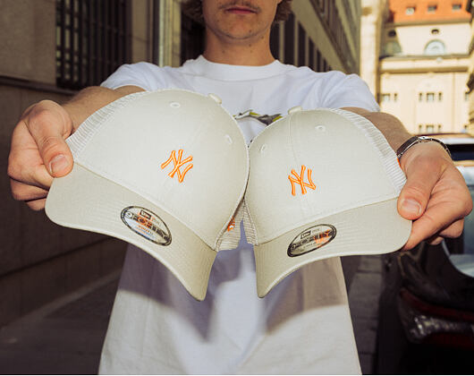 Kinder Kappe New Era - MLB Homefield 9FORTY Trucker - NY Yankees - Stone / Orange