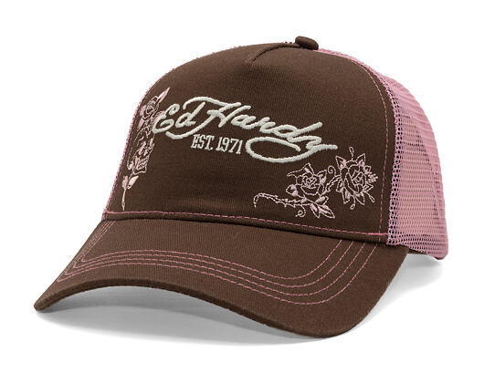 Kappe Ed Hardy - Skull And Roses 5 Panel Trucker Cap