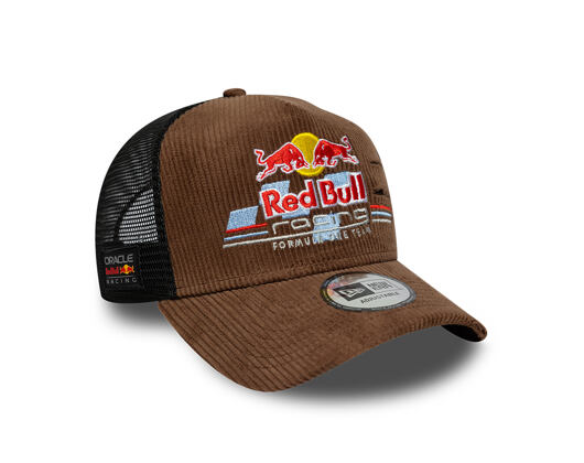 Kappe New Era - F1 Distressed Cord 9FORTY A-Frame Trucker - RED BULL F1 - Chestnut Brown