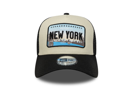 Kappe New Era - Branded Licence Plate 9FORTY A-Frame Trucker - Black / Stone