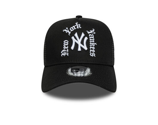 Kappe New Era - MLB Wordmark 9FORTY A-Frame Trucker - NY Yankees - Black