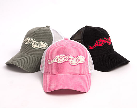 Kappe Ed Hardy - Embroidery Applique Cord 5 Panel Trucker Cap - Hot Pink