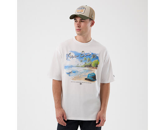 T-Shirt New Era - Branded Beach Graphic Oversized Tee - White