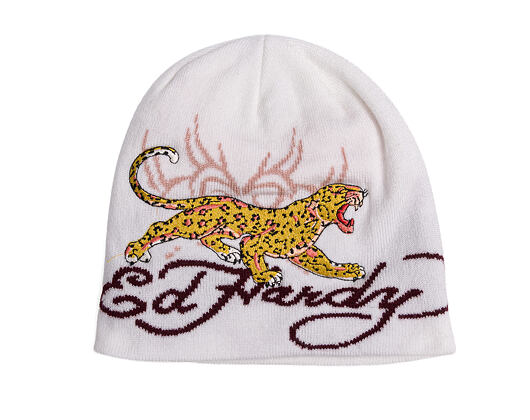 Mütze Ed Hardy - Unisex Leopard Logo Beanie Hat - Ecru