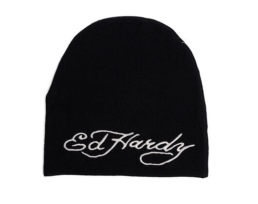 Mütze Ed Hardy - Unisex Skull Vegan Leather Applique Beanie - Black