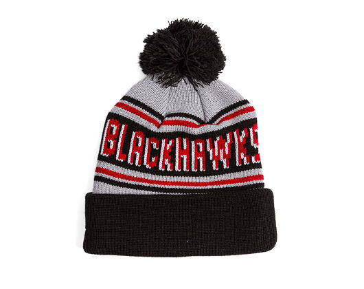 Mütze New Era - NHL Evergreen Wordmark Pom Medium Knit - Chicago Blackhawks - Team Color