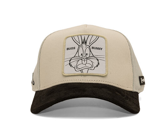 Kappe Capslab - Looney Tunes Trucker - Bugs Bunny Line Art Suede Visor - Off White / Black