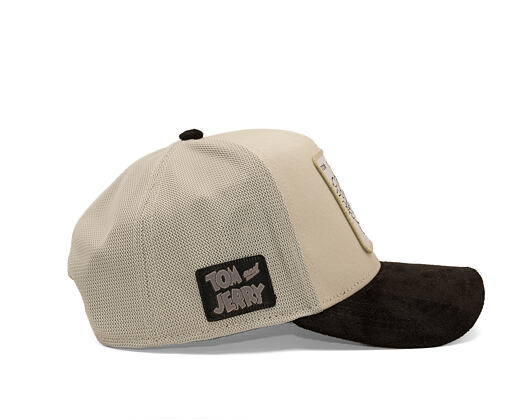 Kappe Capslab - Tom & Jerry Trucker - Tom Line Art Suede Visor - Off White / Black