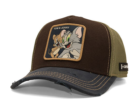 Kappe Capslab - Tom & Jerry Trucker - Best Buddies Distressed Patch - Brown / Olive