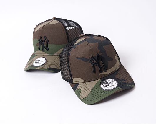 Kappe New Era - MLB Clean 9FORTY Trucker - NY Yankees - Woodland Camo / Black