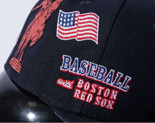 Kappe New Era 59FIFTY MLB Script 5 Boston Red Sox Navy / Red