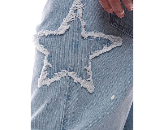 Hose Karl Kani OG Baggy Five Pocket Paintsplatter Denim Bleached blue/white