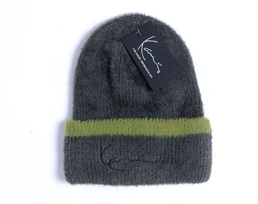 Mütze Karl Kani Signature Fluffy Beanie black/olive