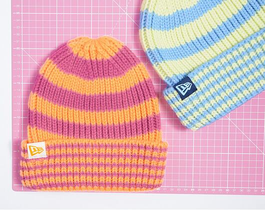 Mütze New Era - Medium Knit Stripe Beanie - Orange / Pink