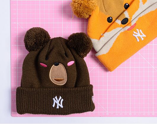 Kinder Mütze New Era - Medium Knit Animal Pom Beanie - NY Yankees - Rust
