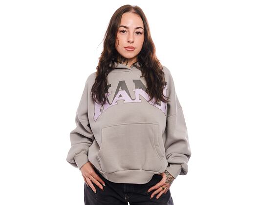 Damen Pullover Karl Kani Woven Signature Glitter OS Hoodie light grey