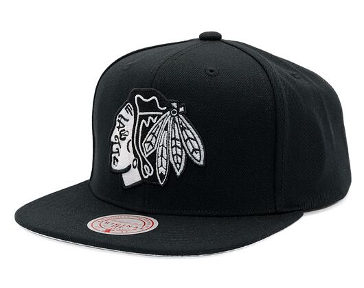 Kappe Mitchell & Ness - Evergreen Black White Snapback - Chicago Blackhawks - Black