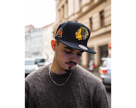 Kappe Mitchell & Ness - Conference Patch Snapback Vntg - Chicago Blackhawks - Black