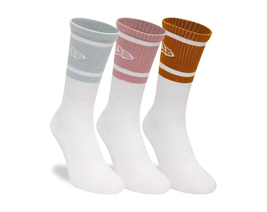 Socken New Era - Stripe Crew 3Pack - White