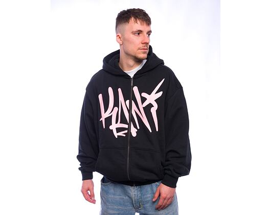 Pullover Karl Kani - Woven Signature Kani Os Zip Hoodie - black/rose