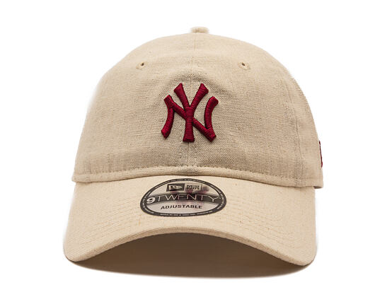 Kappe New Era - MLB Linen 9TWENTY - NY Yankees - Stone / Cherry