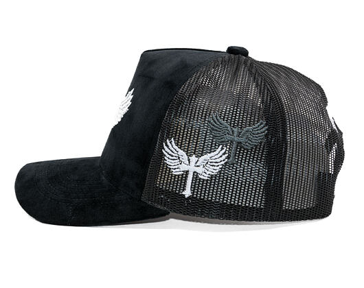 Kappe Reflection Luxury Samt Strasssteine Schwarz / Weiß